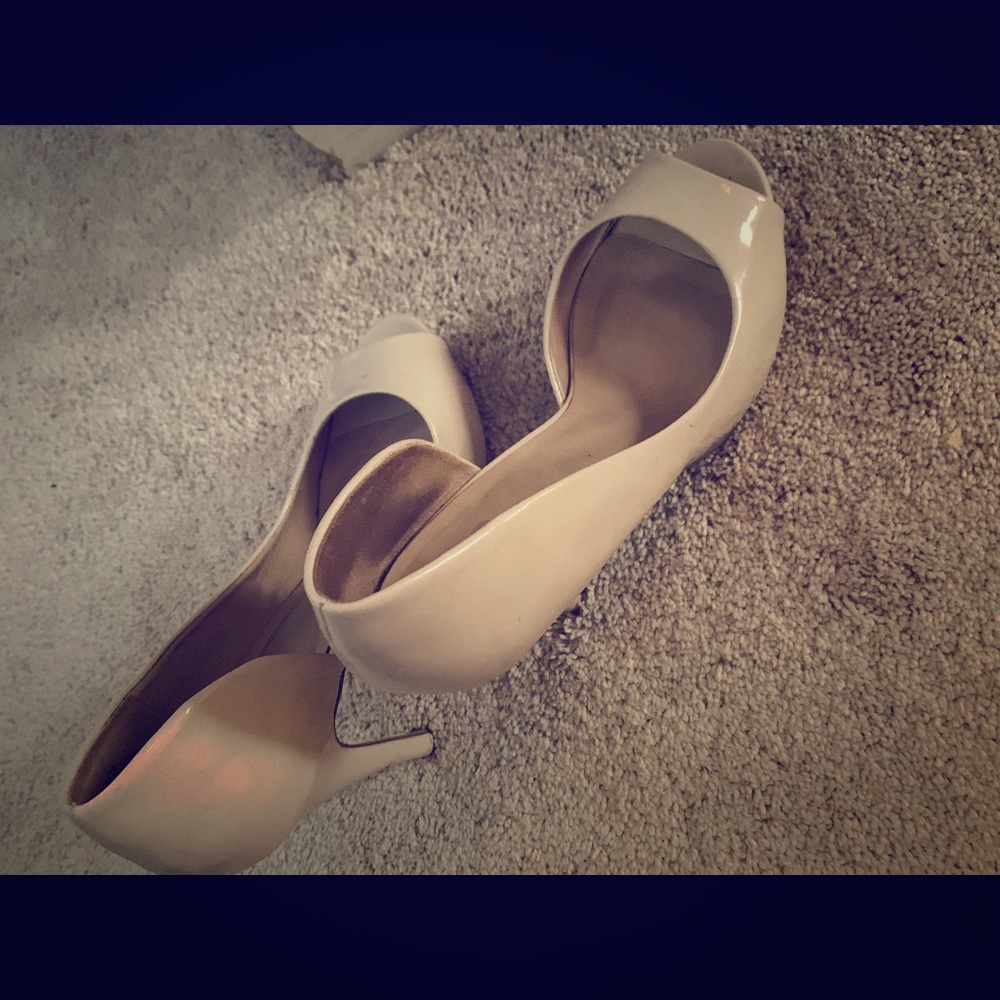 Open toed tan heels